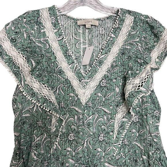 Loft Spring Bloom Lacy Ruffle Peplum Top Size Small - Picture 4 of 11